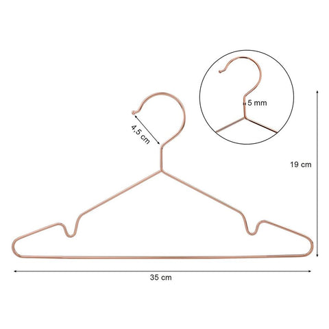 Rootz Set Of 20 Clothes Hangers - Velvet Hanger - With Notch - Iron Wire - Chrome Plating - Rose Gold - 35 x 0.5 x 19 cm (L x W x H)