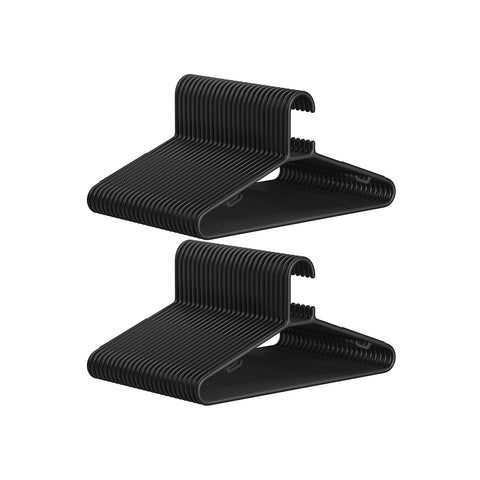Rootz 50 Pack Plastic Clothes Hangers - Black Hangers - PP Plastic - Lightweight - Space-saving - Durable - 41.5cm x 20.5cm - Max Load 2.5kg