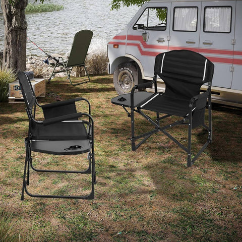 Rootz Folding Camping Chair - Beach Relaxing Chair - Portable Terrace Chair - Oxford Fabric - 61cm x 88cm x 51.5cm