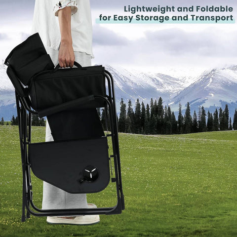 Rootz Folding Camping Chair - Beach Relaxing Chair - Portable Terrace Chair - Oxford Fabric - 61cm x 88cm x 51.5cm