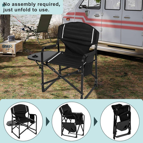 Rootz Folding Camping Chair - Beach Relaxing Chair - Portable Terrace Chair - Oxford Fabric - 61cm x 88cm x 51.5cm