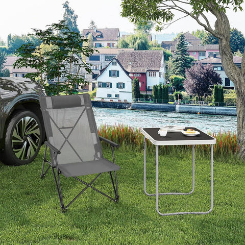 Rootz High Back Camping Chair - Fishing Chair - Outdoor Chair - Coated Polyester Material - 60cm x 85cm x 81cm