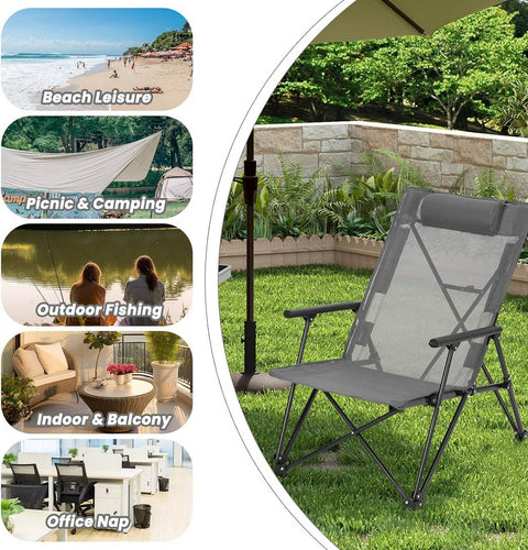 Rootz High Back Camping Chair - Fishing Chair - Outdoor Chair - Coated Polyester Material - 60cm x 85cm x 81cm