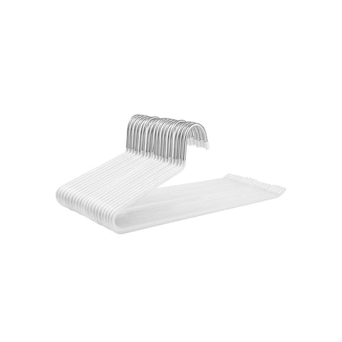 Rootz Trouser Hanger - Set Of 20 Metal Clothes Hangers - Velvet Trouser Hangers - 20 Pieces Clip Hanger - Clothes Clip Hanger - Hanging Clip Hanger - Multipurpose Clip Hanger - White - 38 x 13 cm (W x H)