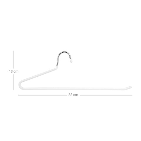 Rootz Trouser Hanger - Set Of 20 Metal Clothes Hangers - Velvet Trouser Hangers - 20 Pieces Clip Hanger - Clothes Clip Hanger - Hanging Clip Hanger - Multipurpose Clip Hanger - White - 38 x 13 cm (W x H)