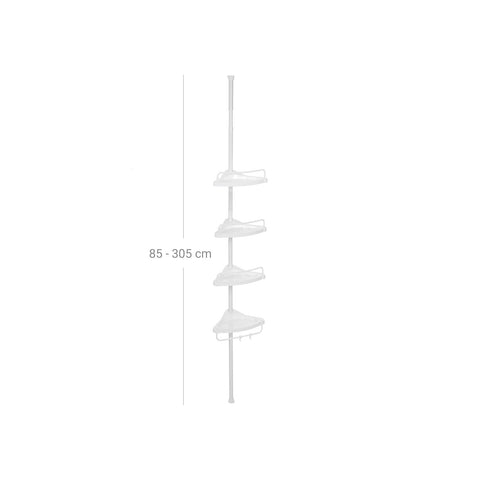 Rootz Telescopic Bathroom Shelf - Shower Caddy - Adjustable Storage Rack - Rust Resistant - Easy Installation - 85cm to 305cm - 25cm x 25cm x 35cm