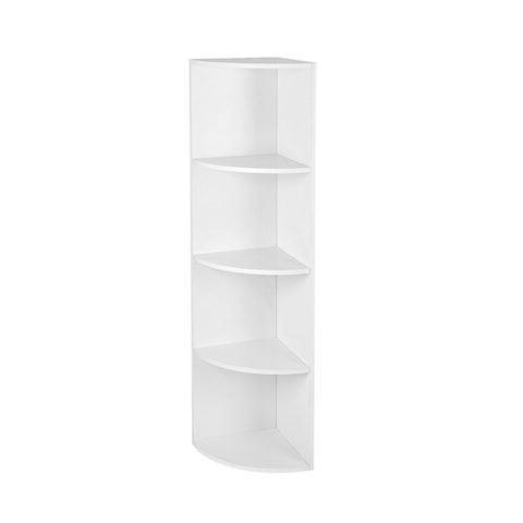 Rootz Corner Shelf With 4 Shelves - Floating Shelf - Wall Shelf - Wooden Shelf - Industrial Shelf - Storage Shelf - Chipboard - White - 30 x 129.5 x 30 cm (W x H x D)