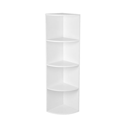 Rootz Corner Shelf With 4 Shelves - Floating Shelf - Wall Shelf - Wooden Shelf - Industrial Shelf - Storage Shelf - Chipboard - White - 30 x 129.5 x 30 cm (W x H x D)