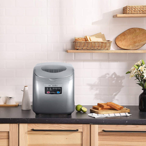 Rootz Ice Cube Maker - Home Ice Machine - Electric Ice Maker - 12kg/24hrs - BPA-Free Ice Scoop - Self-Cleaning - 28cm x 32cm x 35cm