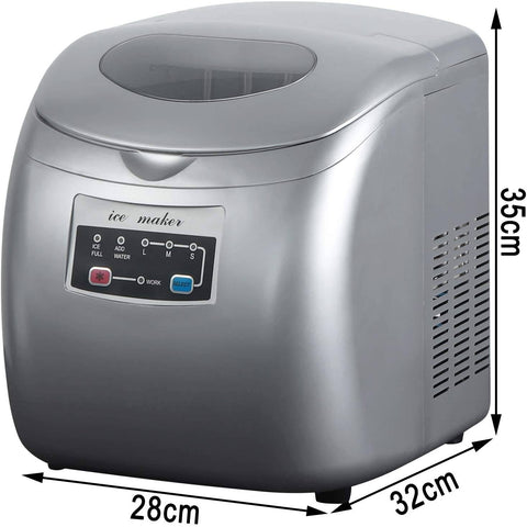 Rootz Ice Cube Maker - Home Ice Machine - Electric Ice Maker - 12kg/24hrs - BPA-Free Ice Scoop - Self-Cleaning - 28cm x 32cm x 35cm
