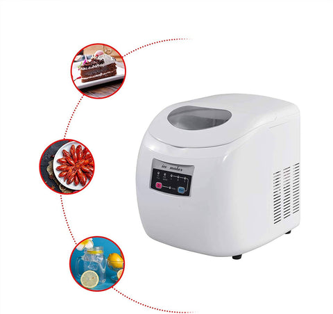 Rootz Ice Cube Maker - Portable Ice Maker Machine - Automatic Ice Maker - 3 Ice Cube Sizes - 28cm x 32cm x 35cm