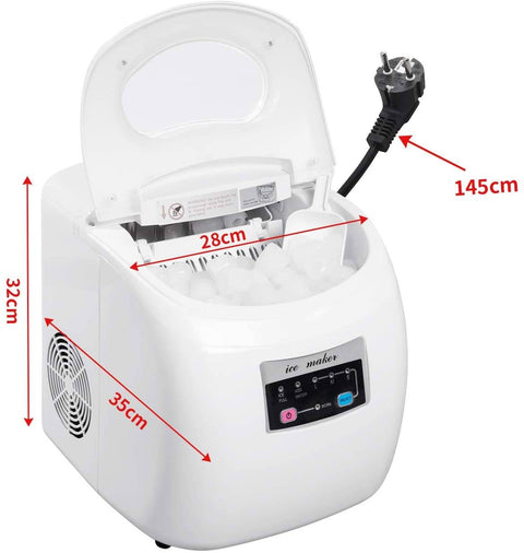 Rootz Ice Cube Maker - Portable Ice Maker Machine - Automatic Ice Maker - 3 Ice Cube Sizes - 28cm x 32cm x 35cm