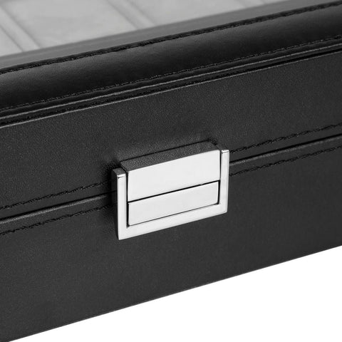 Rootz Watch Box - Elegant Watch Box For 11 Watches - Watch Storage Box - Luxury Watch Organizer - Travel Watch Case - Multi-slot Watch Box - MDF Boards - Black - 30 x 8 x 20 cm (W x H x D)
