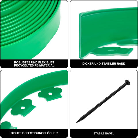 Rootz Ultimate Garden Edging - Lawn Border - Landscape Edging - Durable, Flexible, Weatherproof - High-Quality PE - 10m/20m x 5cm x 5cm