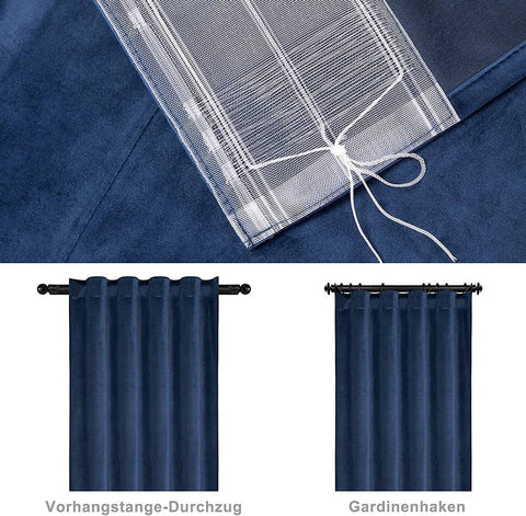Rootz Luxury Velvet Blackout Curtains - Privacy Drapes - Insulating Panels - High-Quality Material - Light Blocking - Thermal Insulation - Easy Installation - 140cm x 225cm/245cm/270cm