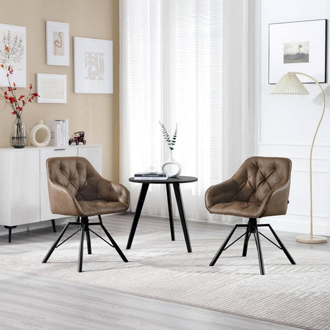 Rootz Dining Chair - Swivel Kitchen Chair - Rotating Armchair - Faux Leather - Ergonomic Design - 57.5cm x 82.5cm x 53cm