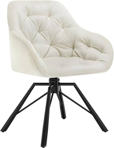 Rootz Dining Chair - Velvet Comfort Chair - Swivel Chair - Metal Legs - 57.5cm x 82.5cm x 53cm - Cream/ Dark Green/ Dark Grey/ Black/ Turquoise