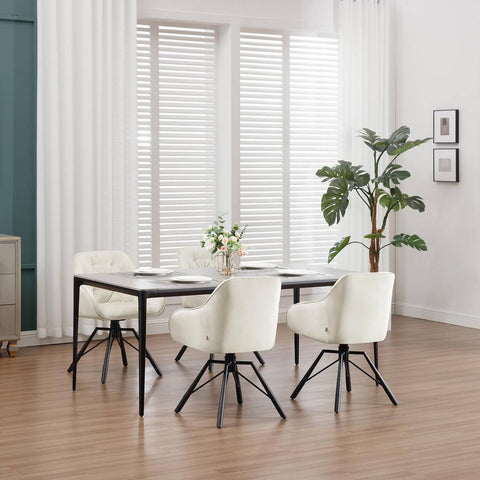 Rootz Velvet Dining Chair - Swivel Kitchen Chair - Modern Armchair - 360° Rotatable - High Backrest - Robust Metal Legs - 57.5cm x 82.5cm x 53cm