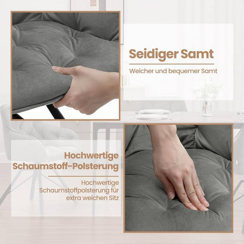 Rootz Dining Chair - Swivel Armchair - Ergonomic Chair - Velvet Cover - 57.5cm x 82.5cm x 53cm