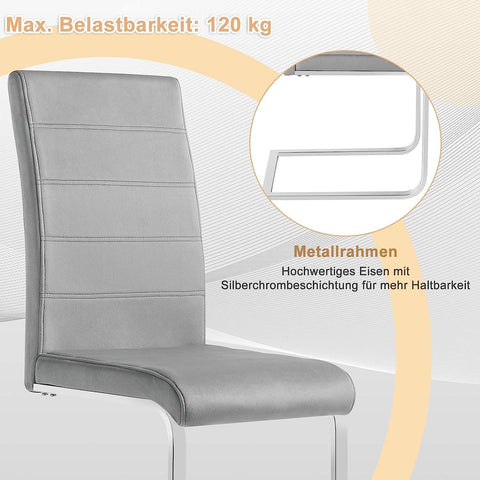 Rootz Swing Chair Set of 2 - Dining Chairs - Ergonomic Seating - Velvet Cover, Stable Metal Frame, Floor Protection - 41cm x 100cm x 55.5cm