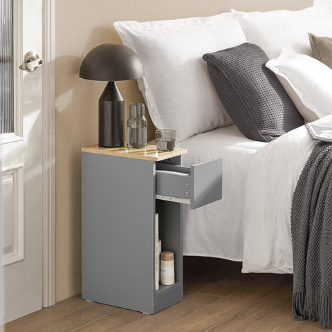 Rootz Bedside Table with Drawer - Coffee Table - Sofa Table - Side Table - Light Gray - Organizational Storage - Stable & Non-Slip - Versatile Design - 20cm x 60cm x 35cm