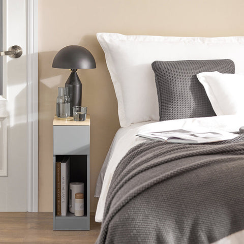 Rootz Bedside Table with Drawer - Coffee Table - Sofa Table - Side Table - Light Gray - Organizational Storage - Stable & Non-Slip - Versatile Design - 20cm x 60cm x 35cm