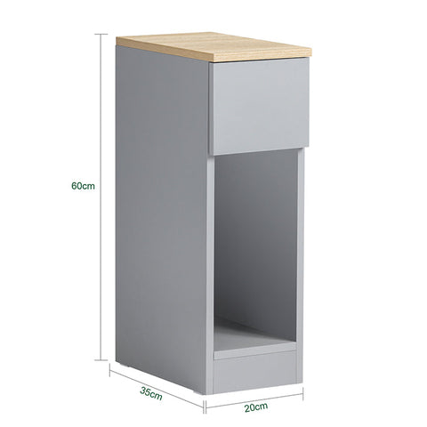 Rootz Modern Bedside Table Set of 2 - Sofa Table - Side Table - Light Gray - with Drawer and Open Compartment - Stable with Non-Slip Pads - 20cm x 60cm x 35cm
