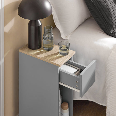 Rootz Bedside Table with Drawer - Coffee Table - Sofa Table - Side Table - Light Gray - Organizational Storage - Stable & Non-Slip - Versatile Design - 20cm x 60cm x 35cm