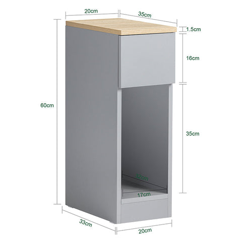 Rootz Bedside Table with Drawer - Coffee Table - Sofa Table - Side Table - Light Gray - Organizational Storage - Stable & Non-Slip - Versatile Design - 20cm x 60cm x 35cm