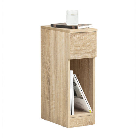 Rootz Bedside Table with Drawer - Coffee Table - Sofa Table - Side Table - Nature Finish - Organizational Storage - Enhanced Stability - Scratch Protection - 20cm x 60cm x 35cm