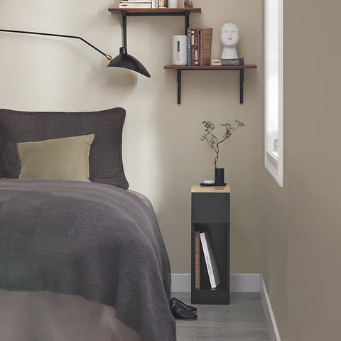 Rootz Bedside Table Set of 2 - Sofa Table - Side Table - Black - with Drawer and Open Compartment - Stable with Non-Slip Foot Pads - 20cm x 60cm x 35cm