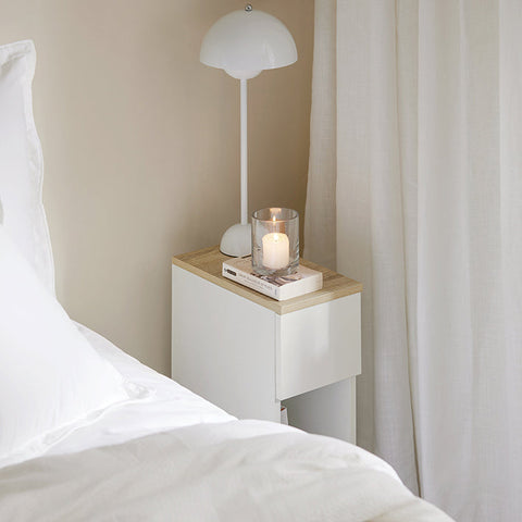 Rootz Bedside Table with Drawer - Coffee Table - Sofa Table - Side Table - White - Organizational Storage - Enhanced Stability - Space-Saving Design - 20cm x 60cm x 35cm