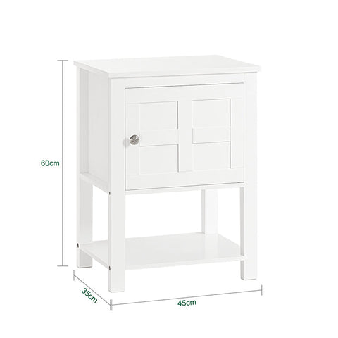 Rootz Modern Bedside Table - Nightstand - Sofa Table - Side Table - White - Privacy Storage - Compact Design - Ideal for Narrow Spaces - 45cm x 60cm x 35cm