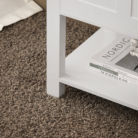 Rootz Modern Bedside Table - Nightstand - Sofa Table - Side Table - White - Privacy Storage - Compact Design - Ideal for Narrow Spaces - 45cm x 60cm x 35cm