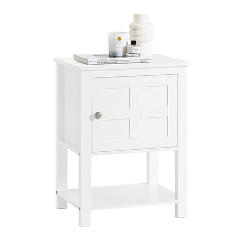 Rootz Modern Bedside Table - Nightstand - Sofa Table - Side Table - White - Privacy Storage - Compact Design - Ideal for Narrow Spaces - 45cm x 60cm x 35cm
