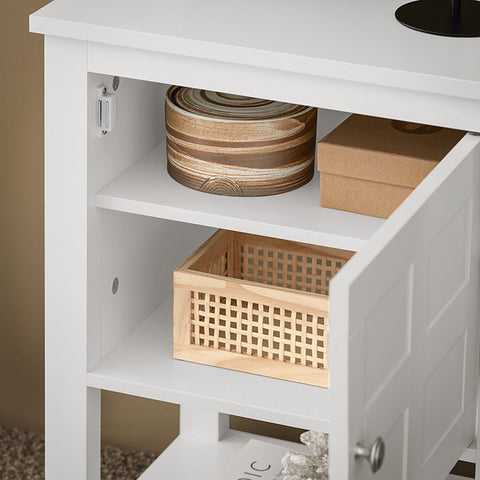 Rootz Modern Bedside Table - Nightstand - Sofa Table - Side Table - White - Privacy Storage - Compact Design - Ideal for Narrow Spaces - 45cm x 60cm x 35cm