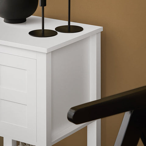Rootz Modern Bedside Table - Nightstand - Sofa Table - Side Table - White - Privacy Storage - Compact Design - Ideal for Narrow Spaces - 45cm x 60cm x 35cm