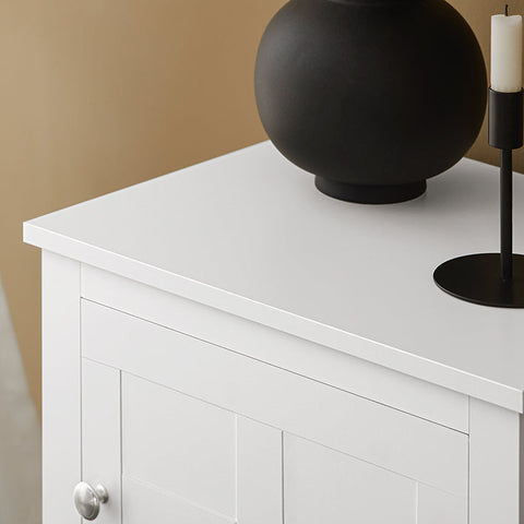 Rootz Modern Bedside Table - Nightstand - Sofa Table - Side Table - White - Privacy Storage - Compact Design - Ideal for Narrow Spaces - 45cm x 60cm x 35cm
