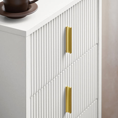 Rootz Modern Bedside Table - Sofa Table - Side Table - 3 Drawers for Easy Organization - Floor Protectors - Elegant White with Gold Handles - 40cm x 63cm x 40cm