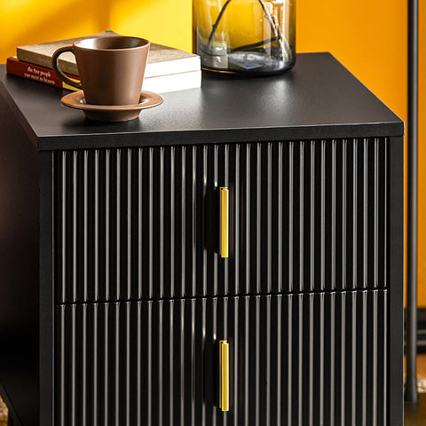 Rootz Modern Bedside Table with 2 Drawers - Sofa Table - Side Table - Scratch-Resistant Floor Protectors - Elegant Black and Gold Design - Easy Assembly - 40cm x 47cm x 40cm