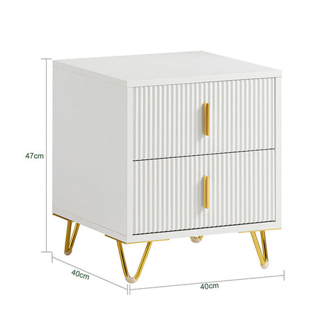 Rootz Bedside Table with 2 Drawers - Sofa Table - Side Table - Modern Design - Scratch-Resistant Floor Protectors - Easy Assembly - 40cm x 47cm x 40cm