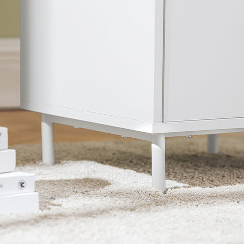 Rootz Bedside Table with Door - Nightstand - Side Table - Sturdy Metal Legs - Magnetic Closure - Easy Assembly - 40cm x 57cm x 35cm