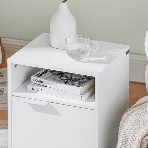 Rootz Bedside Table with Door - Nightstand - Side Table - Sturdy Metal Legs - Magnetic Closure - Easy Assembly - 40cm x 57cm x 35cm