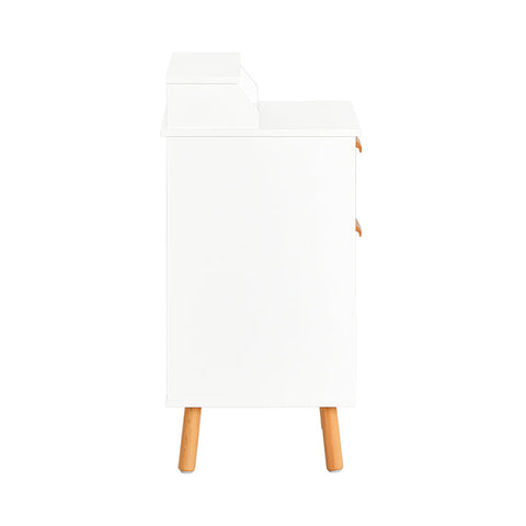 Rootz Bedside Table - Nightstand - Side Table - Functional with Privacy - Wire Hole for Charging - Sturdy Beech Legs - 40cm x 71cm x 35cm