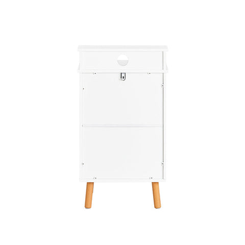 Rootz Bedside Table - Nightstand - Side Table - Functional with Privacy - Wire Hole for Charging - Sturdy Beech Legs - 40cm x 71cm x 35cm
