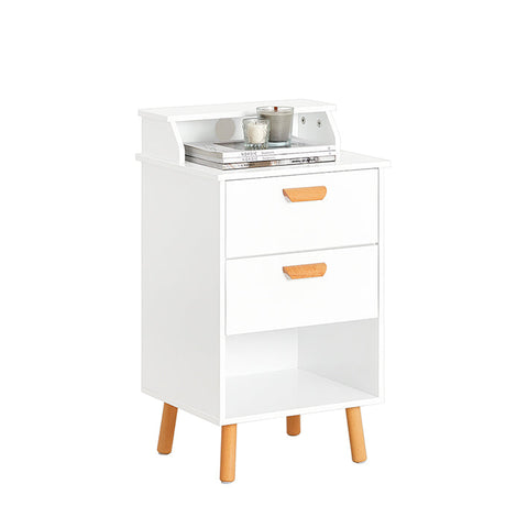 Rootz Bedside Table - Nightstand - Side Table - Functional with Privacy - Wire Hole for Charging - Sturdy Beech Legs - 40cm x 71cm x 35cm