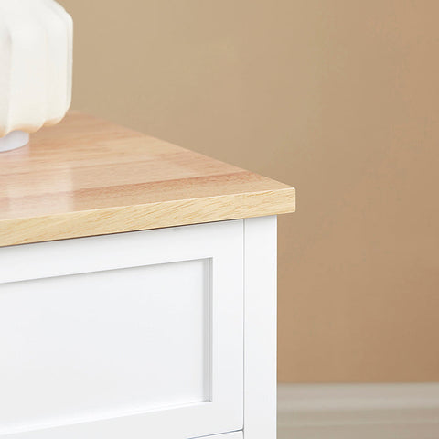 Rootz Bedside Table - Nightstand - Side Table - Functional with Privacy Storage - Easy Assembly - Rubberwood Accents - 40cm x 60cm x 30cm