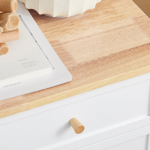 Rootz Bedside Table - Nightstand - Side Table - Functional with Privacy Storage - Easy Assembly - Rubberwood Accents - 40cm x 60cm x 30cm