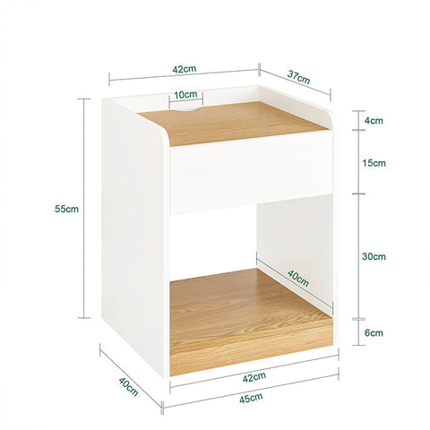 Rootz Bedside Table - Nightstand - Bedroom Organizer - Enhances Privacy - 45x55x40cm - PB and MDF Material - Convenient Charging Feature