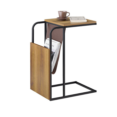 Rootz Sofa Side Table - Dual Tops - Lightweight & Portable - Leather Pocket - PB(E1) - 36cm x 65cm x 50cm.
